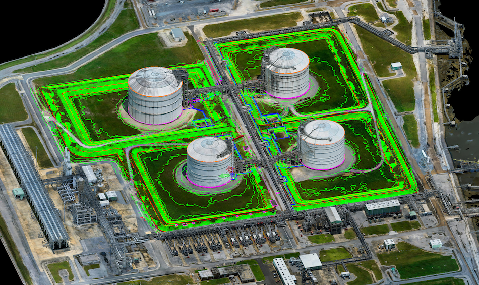 As-built 3D Drone Model overlayed with a 3D topographic map