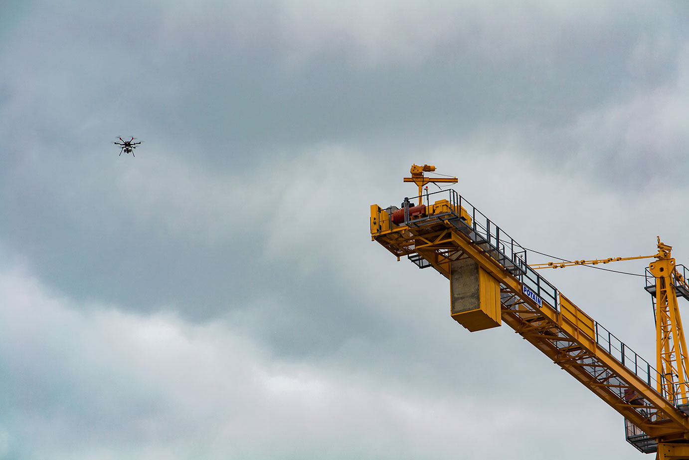 drone at construction site